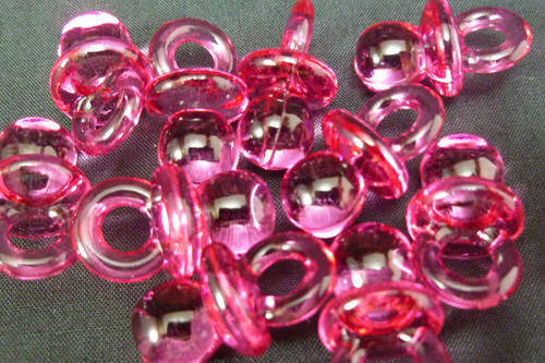 Baby Shower Favours ~ 10 Clear Acrylic Dummy / Pacifiers PINK- End of Winter Sale