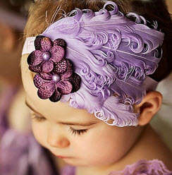 Feather Flower Bow Headband