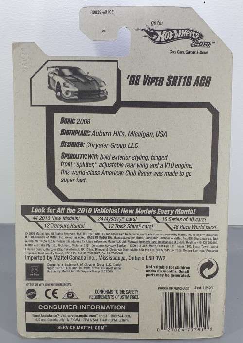 Hotwheels Diecast Hot Wheels 1:64 - `08 VIPER SRT10 ACR