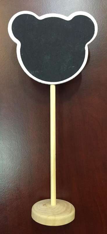 Wooden stand with black board Bear Shape