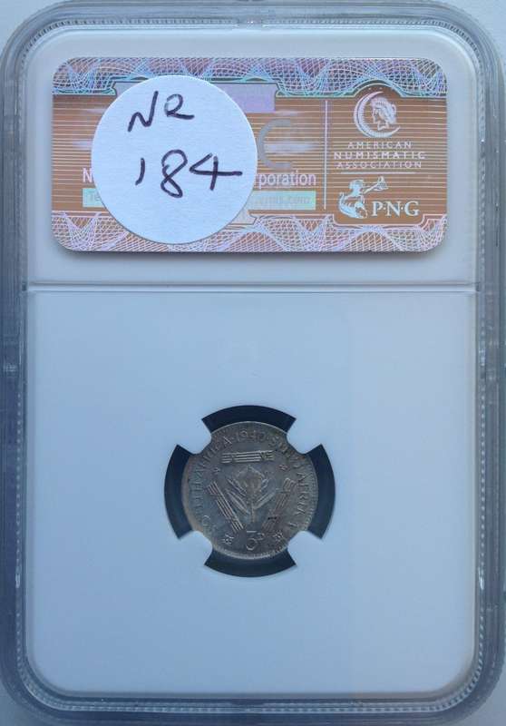 1940 3 P (THREEPENCE) - NGC GRADED - MS63
