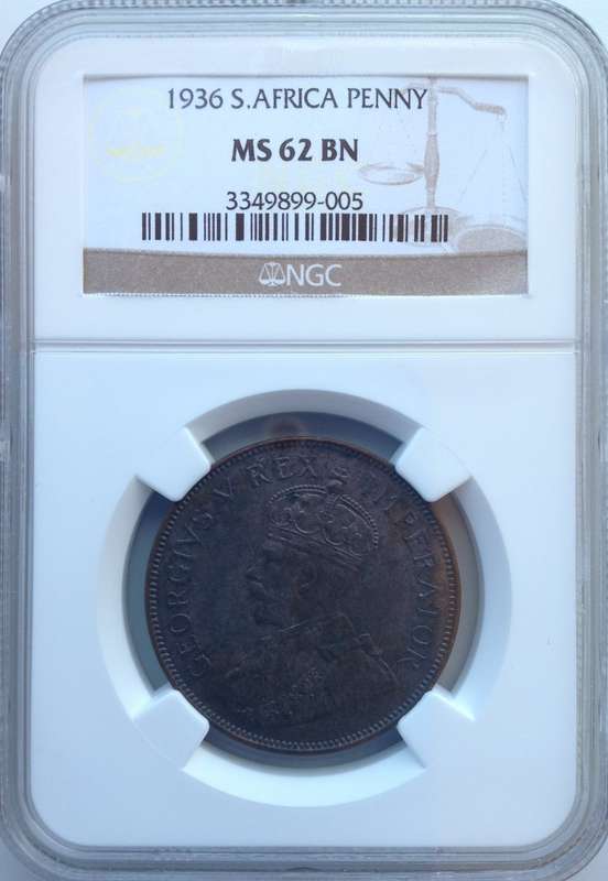 1936 1 P (PENNY) - NGC GRADED - MS62 BN