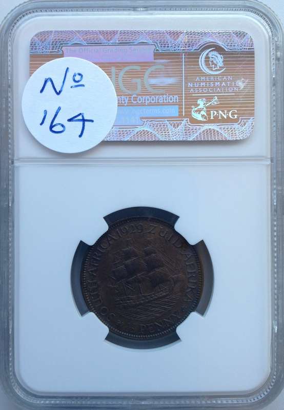 1929 ½ P (HALFPENNY) - NGC GRADED - MS63 BN