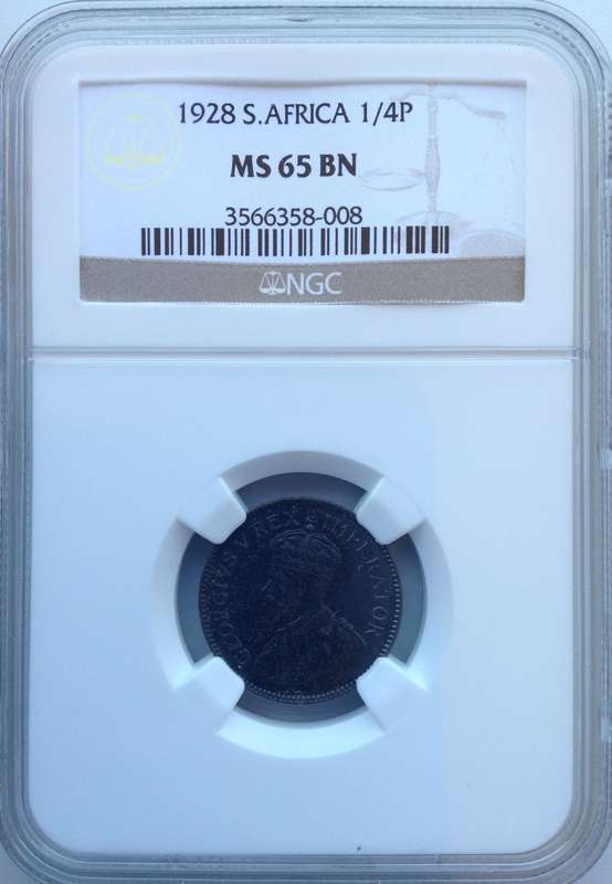 1928 ¼ P (FARTHING) - NGC GRADED - MS65 BN