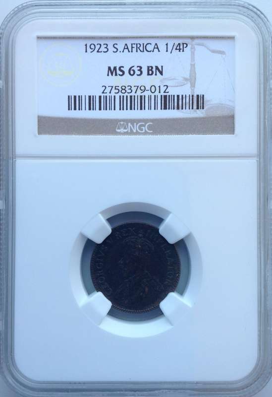 1923 ¼ P (FARTHING) - NGC GRADED - MS63 BN