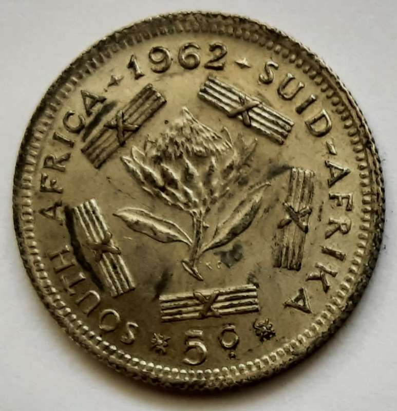 1955 2 ½ Shillings + 1958 1 Shilling + 1961 50c + 1961 1c + 1962 5c + 1963 5c + 1964 10c