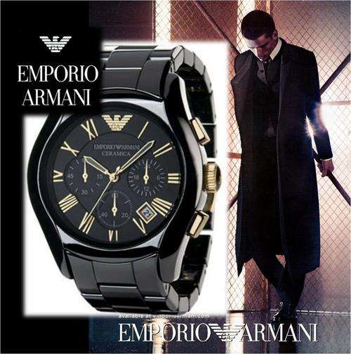 Stunning Emporio Armani Ceramica gleaming black & Gold  Mens watch - NO Reserve- **Valued R6500**