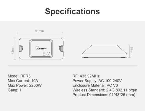Sonoff Basic RFR3 - 10A Smart Home RF+WiFi Switch