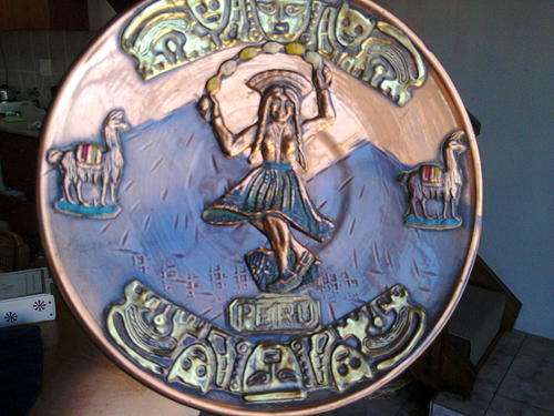 PERU WALL HANGING - RAISED DETAIL COPPER AND BRASS