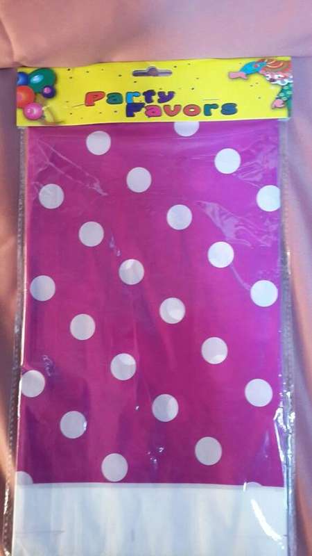 Purple polka dot table cover