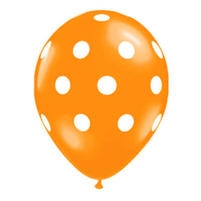 Orange polka dot balloons- 10 balloons per pack