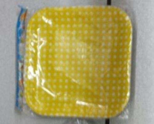 Yellow polka dot square plates