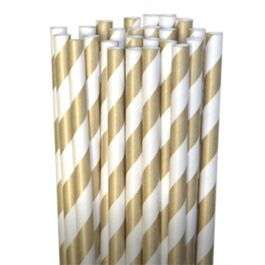 Stripe Paper Straws: Gold Bronze Metallic