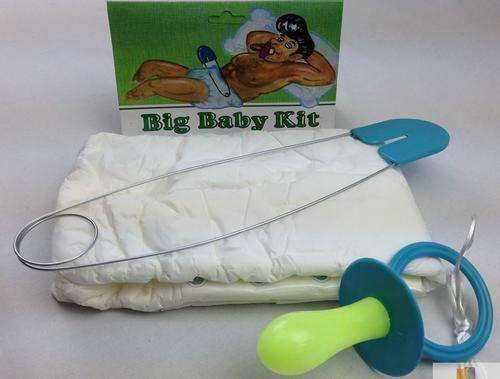 ADULT BABY SHOWER COSTUME: Big Giant Diaper, Dummy & Jumbo Pin- BABY BOY