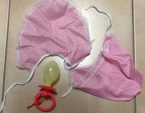 BABY SHOWER DRESS UP FOR MUM TO BE (pink-girl)- bonnet, bib and pacifier