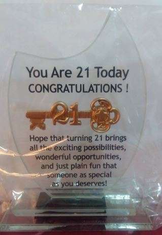 21st glass plaque