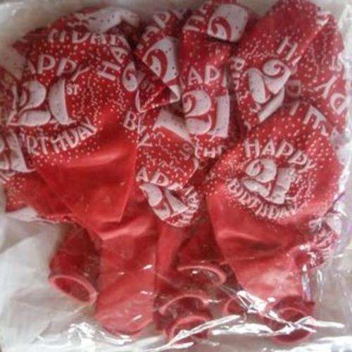 Happy 21st birthday balloons - RED: 10 in a pack