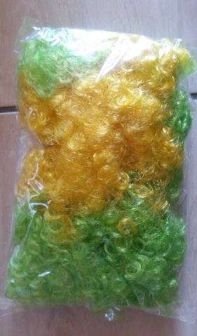clown wig- green and yellow