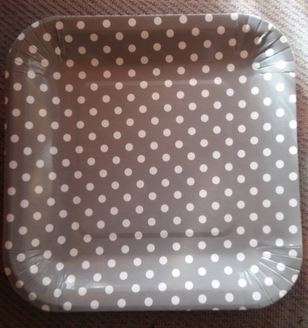 Grey/Silver polka dot square plate(10)