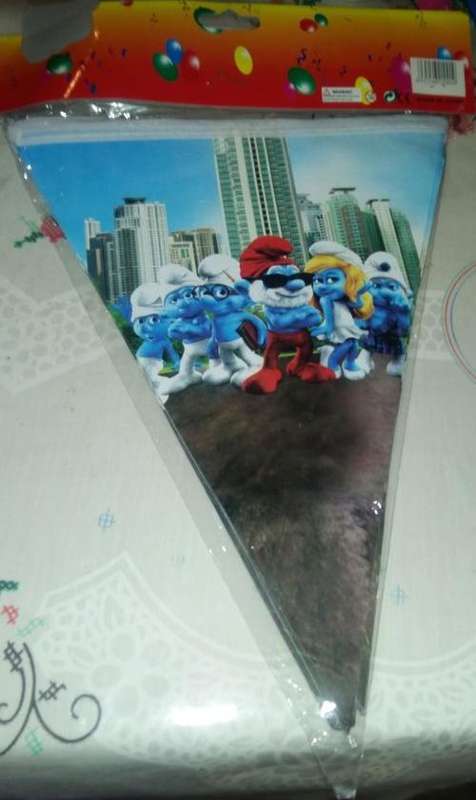 Smurfs party triangle/flag banner