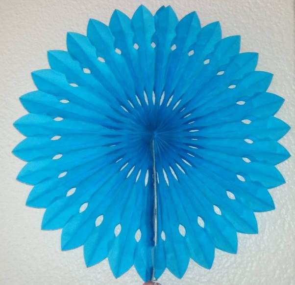 Tissue paper decoration:  Paper Fan- BLUE: 36cm