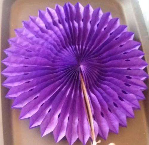 Tissue paper decoration:  Paper Fan- PURPLE: 36cm