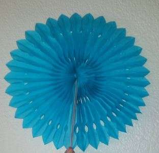 Tissue paper decoration:  Paper Fan- BLUE: 36cm