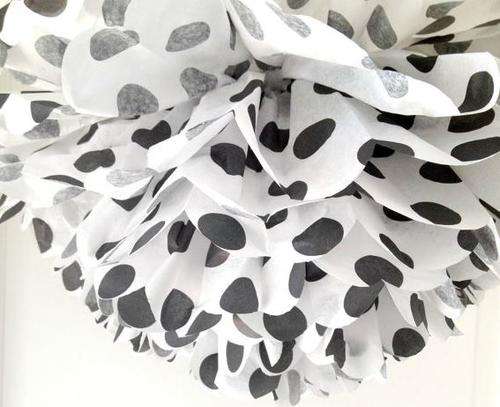 Tissue Paper Pom Pom Flower Ball Polka Dot- YELLOW AND WHITE