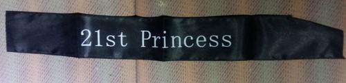 21st Princess sash- BLACK