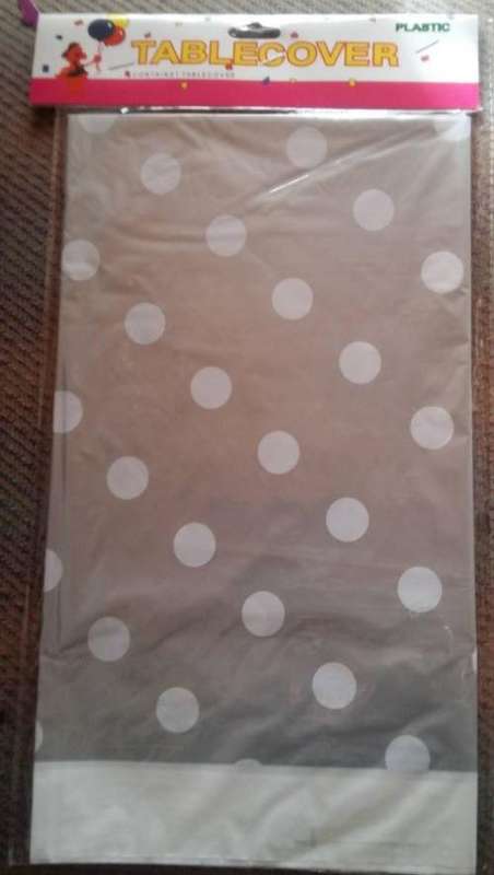 Grey/Silver polka dot table cover