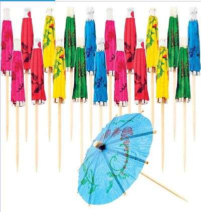 Hawaiian party cocktail parasols-assorted colours(10)