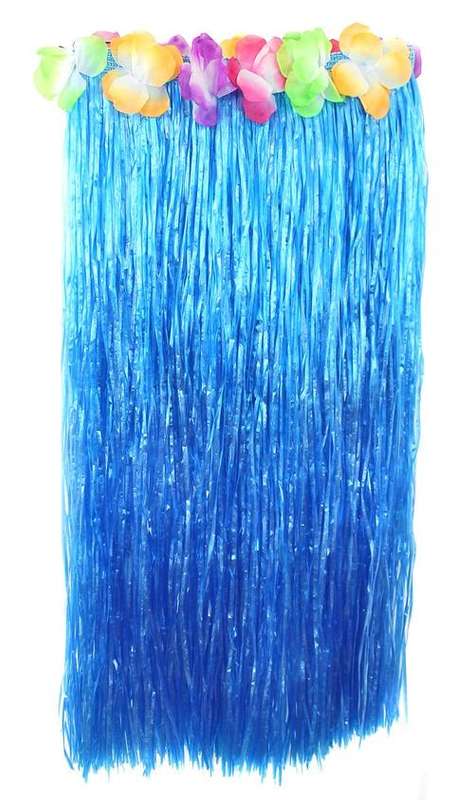 Hawaiian skirt-: EXTRA LONG- BLUE-75CM