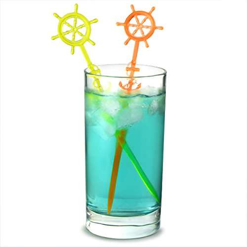 Anchor Cocktail Stirrers, Mixed Colours (12)- GREAT FOR SAILOR/NAUTICAL PARTY