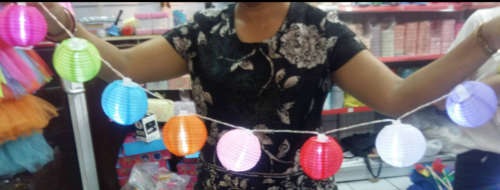 12 Mini Colorful Fabric Lanterns - baby blue- 7.5 cm