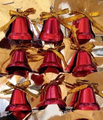 Christmas tree bell ornament-9 per pack