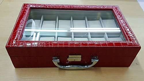 WATCH BOX / DISPLAY / CASE / STORAGE *12 SLOT/ BLOCK/ DIVISION* DYNAMITE RED