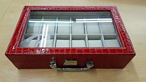 WATCH BOX / DISPLAY / CASE / STORAGE *12 SLOT/ BLOCK/ DIVISION* DYNAMITE RED