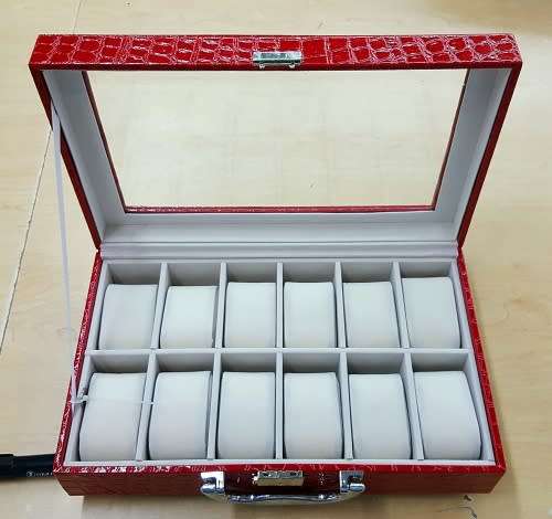 WATCH BOX / DISPLAY / CASE / STORAGE *12 SLOT/ BLOCK/ DIVISION* DYNAMITE RED