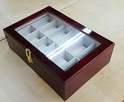 WATCH BOX / DISPLAY / CASE / STORAGE / ORGANISER *12 SLOT/ BLOCK/ DIVISION*DYNAMITE*REAL SOLID WOOD