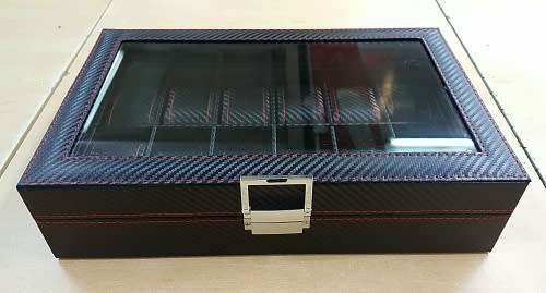 BLACK CARBON 12 SLOT WATCH BOX