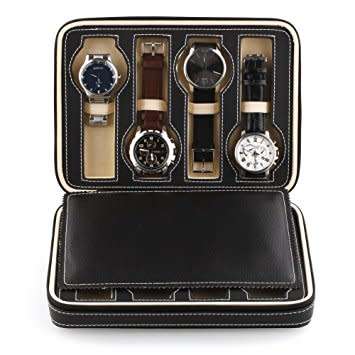 8 SLOT ZIPPERED TRAVEL WATCH CASE / ORGANIZER / STORAGE
