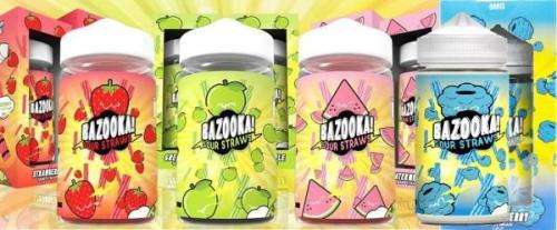 BAZOOKA SOUR STRAWS VAPE JUICE / E-LIQUID / E-JUICE / 3 BOTTLES * 3MG 200ML *