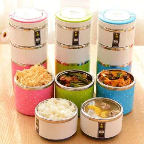 3 TIER INSULATED STAINLESS STEEL INTERIOR LUNCH BOXES