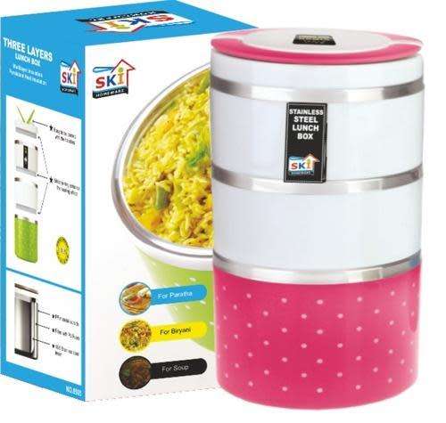 3 TIER INSULATED STAINLESS STEEL INTERIOR LUNCH BOXES