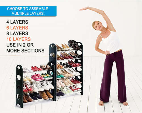 10 TIER STACKABLE SHOE RACK