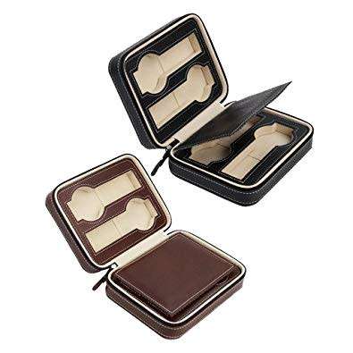 4 SLOT ZIPPERED TRAVEL WATCH CASE / ORGANIZER / STORAGE