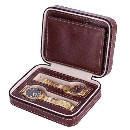 4 SLOT ZIPPERED TRAVEL WATCH CASE / ORGANIZER / STORAGE