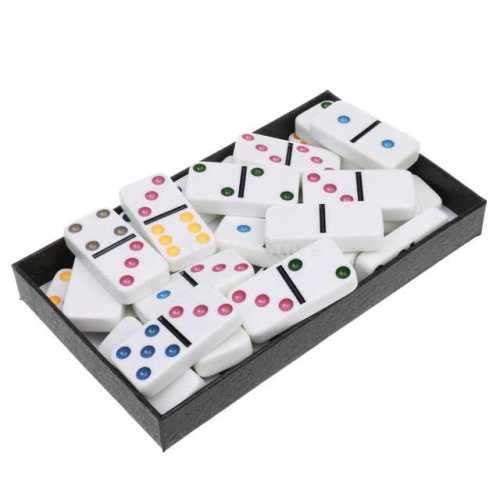 Double Six Color Dot Dominoes Game in a Tin