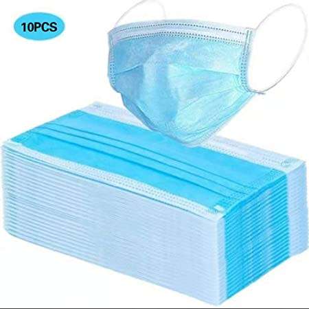 SURGICAL / HYGIENE / MEDICAL / PREVENTATIVE / 3 PLY / DISPOSABLE / HYPOALLERGENIC FACE MASK 10 PACK