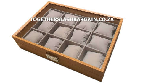 WATCH BOX  DISPLAY  CASE  STORAGE  ORGANISER 12 SLOT BLOCK DIVISION OAK PINE  REAL SOLID WOOD